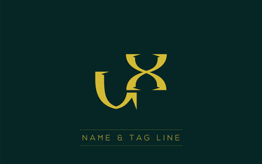 UX logo design. A sophisticated, minimalistic logo design featuring golden stylized typography,  perfect for branding concepts emphasizing luxury, professionalism, and contemporary aesthetics.