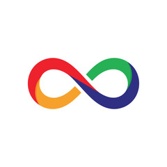 Vibrant Infinity Sign. A dynamic, colorful rendering of the endless loop. This emblem symbolizes limitless possibility, perpetual motion, and universal harmony.