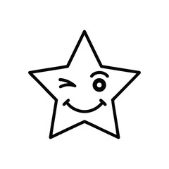 Winking Star Smiling Icon. This charming vector depicts a favorite cosmic shape making a cheerful gesture. It represents positive energy, top feedback, and lighthearted fun.