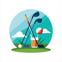 Minimal Golf Club and Ball Clipart Art