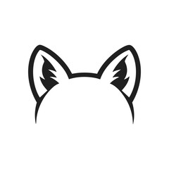 Fox or Cat Ears Silhouette. This simple black illustration features a playful animal peeking, conveying curiosity and hidden charm. Perfect for pet themed designs.