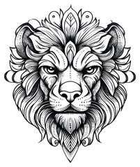 Obraz premium PNG Lion face art illustration tattoo.