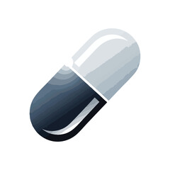 Medical Capsule Illustration. Sleek pharmaceutical pill graphic in two distinct shades, symbolizing choices or dual action. A clean, modern design for healthcare and wellness concepts.