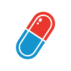 Medicine Capsule Icon. This dual-colored drug emblem signifies pharmaceutical care and effective healing. It symbolizes modern medical solutions for improved well-being.