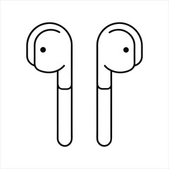 Simple Black Line AirPods Symbol on White
