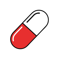 Choice Pill Symbol. Distinct bicolored pharmaceutical item portraying important decisions and the duality of perception. Ideal graphic for healthcare or conceptual designs.