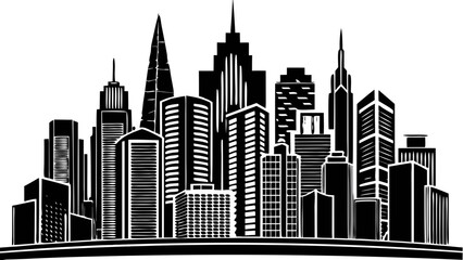 Fototapeta premium City Skyline Silhouette Vector Illustration