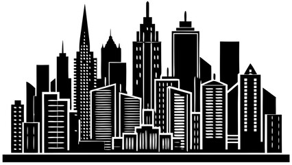 Fototapeta premium City Skyline Silhouette Vector Illustration