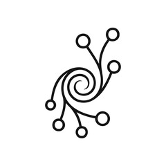 Organic Tech Connection. Abstract illustration of interconnected elements. Represents data flow, neural networks, or botanical growth. Minimalist design for modern concepts.