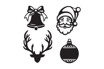 Christmas icons silhouette collection festive holiday symbols