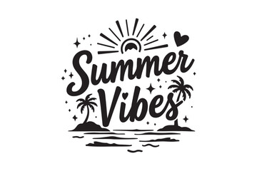 Summer vibes tropical beach scene with palm trees and sun