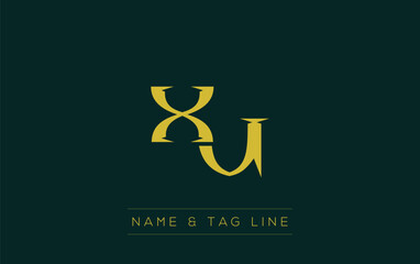 XU logo design. A sophisticated, minimalistic logo design featuring golden stylized typography,  perfect for branding concepts emphasizing luxury, professionalism, and contemporary aesthetics.
