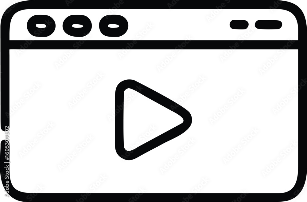 Poster digital play icon: a minimalist representation of a digital player symbol within a web browser frame