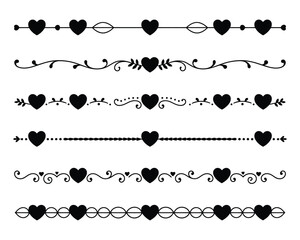 Fototapeta premium black heart line art borders
