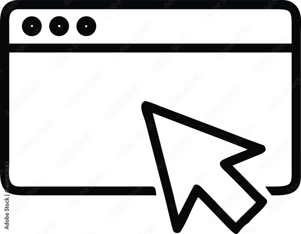 Poster web interaction icon: a simple yet powerful vector image, depicting a web browser window and a curso