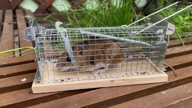 Eine Maus gefangen in einer Lebendfalle.