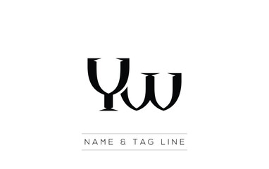 YW logo design. A sophisticated, minimalistic logo design featuring golden stylized typography,  perfect for branding concepts emphasizing luxury, professionalism, and contemporary aesthetics.