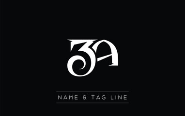 Fototapeta premium ZA logo design. A sophisticated, minimalistic logo design featuring golden stylized typography, perfect for branding concepts emphasizing luxury, professionalism, and contemporary aesthetics.