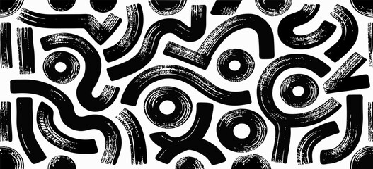 Abstract Black and White Brush Stroke Pattern