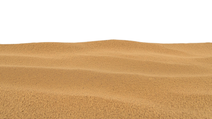 Flat lay of beach sand texture isolated on transparent background. Sea sand surface with copy space. Tropical summer design elements