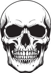 Intricate Skull Illustration in Black and White A Study in Anatomy and Gothic Art for Apparel and Design