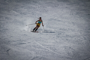 Fit skier wooman. high resolution photo.