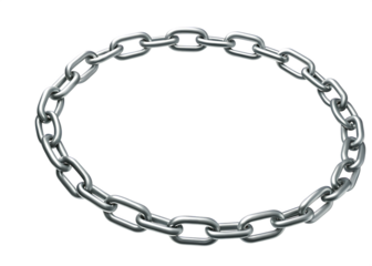 3d image of silver metallic circular chain isolated on white background, png, ai generated.