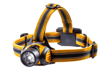 camping headlamp isolated on white background, png, ai generated.