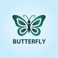 Butterfly vector logo illustration in green color.