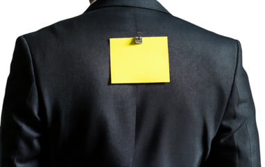 April Fools Day text written on a sticky note attached to a surface for prank reminders isolated on transparent background PNG