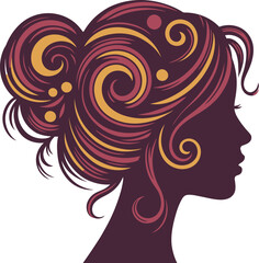 Beautiful woman silhouette with elegant hairstyle vector art design template stock