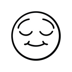 Calm Face Icon Vector - Relaxed Smiley Emoji Line Art Illustration