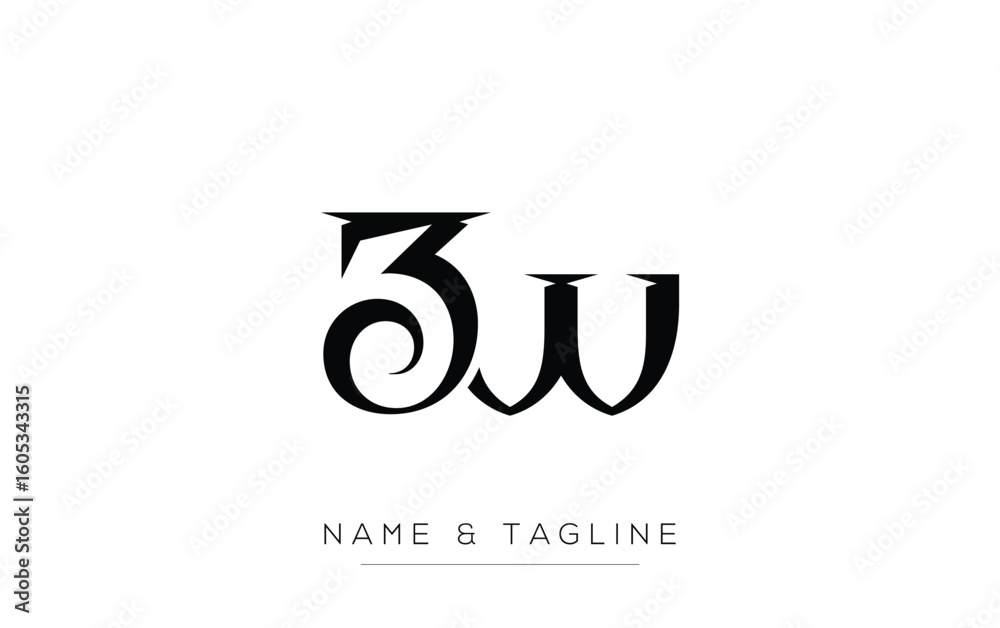 Fototapete zw elegant monogram logo design featuring stylized letters. a sophisticated monogram logo representa