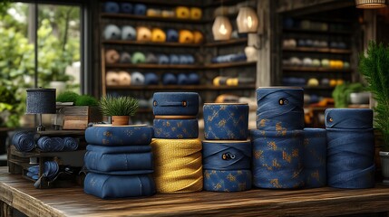 Stylish yarn display in a store