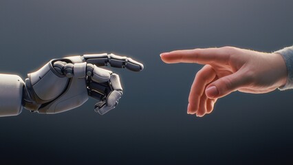 Futuristic Concept of Humanity and Artificial Intelligence Collaboration: Visualization of Humanoid...