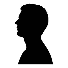 Black silhouette of man profile vector illustration for portrait and avatar design and graphics needs