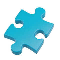 Obraz premium Puzzle piece graphic blue jigsaw element for design assets on transparent background