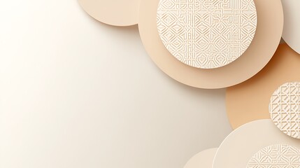 Abstract layered circles in soft beige tones