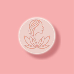 Lady abstract face illustration with lotus flower, Logo design for beauty concept.