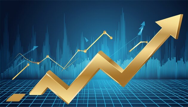 up chart with arrows going up stock bull market concept growth of real estate gold crypto n vector