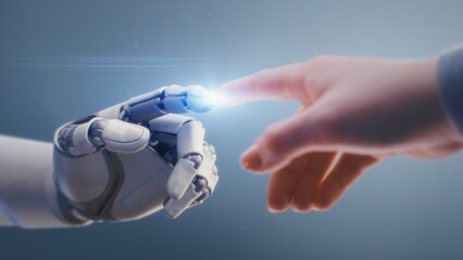 Futuristic Concept of Humanity and Artificial Intelligence Collaboration: Visualization of Humanoid...
