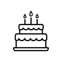 Birthday Cake Icon Vector - Celebration Dessert Line Art Illustration