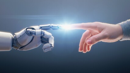 Futuristic Concept of Humanity and Artificial Intelligence Collaboration: Visualization of Humanoid...