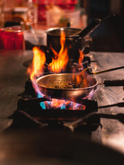 Flaming Pan on Gas Stove