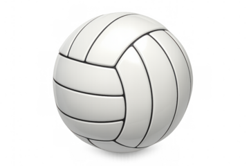 Classic white volleyball ball rotating on transparent background, perfect for sports-related projects