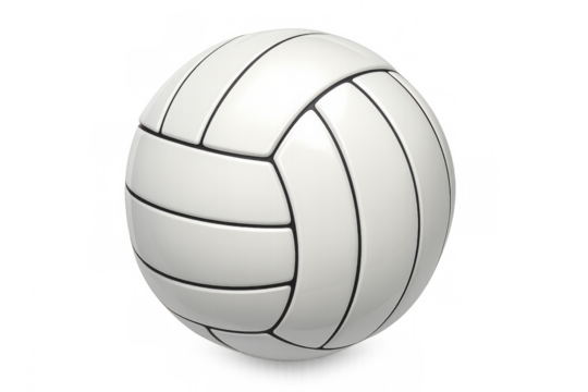 Classic white volleyball ball rotating on transparent background, perfect for sports-related projects
