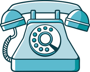 A vintage teal rotary dial telephone with a coiled cord is presented isolated on a clean white background.