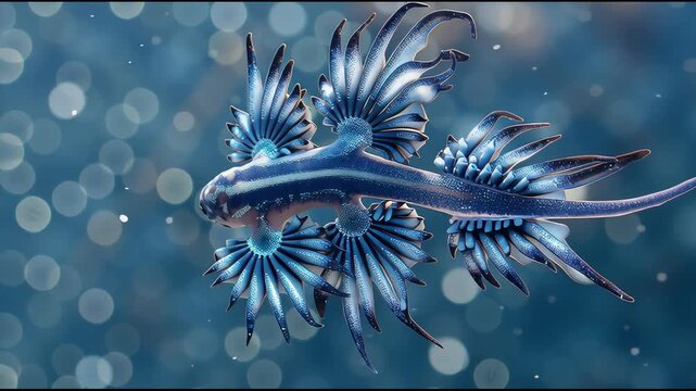 Majestic blue sea slug swimming in ocean waters underwater photography serene environment close-up view nature exploration