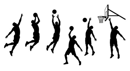 Basketball Players in Action Dynamic Silhouette Illustration