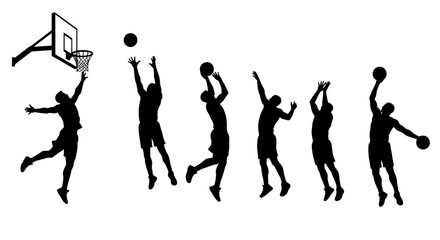 Basketball Players Jumping for the Ball Silhouette